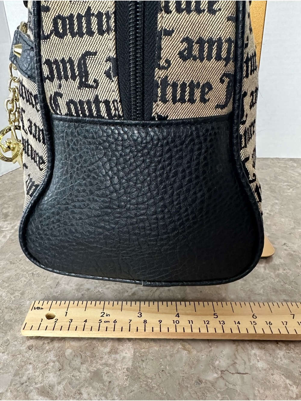 Juicy Couture Sweet Surrender Black Beige Satchel Monogram Dome Goth Hand Bag - Picture 12 of 13